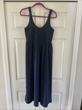 Old Navy Navy Smocked Midi Dress - Medium TALL